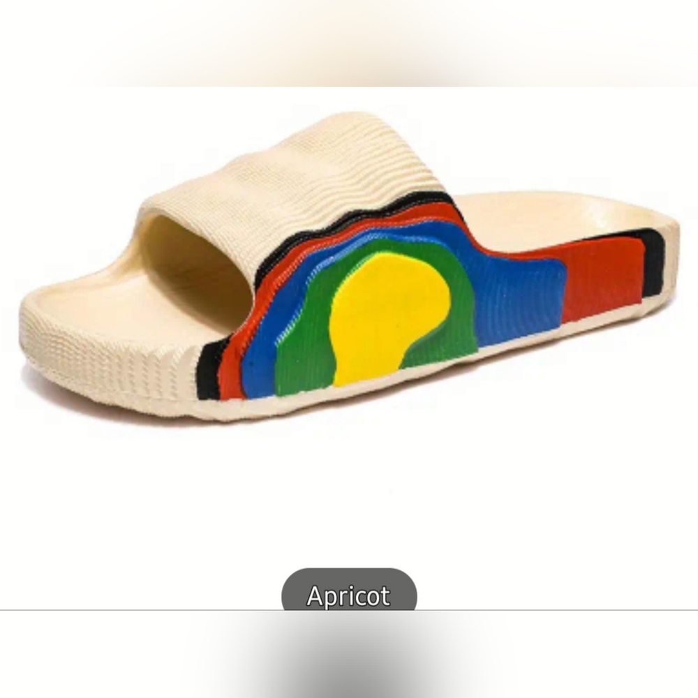 Open Toe Pillow Slippers, Colorful Thick Soled Platform Slides, Casual Pool Bath
